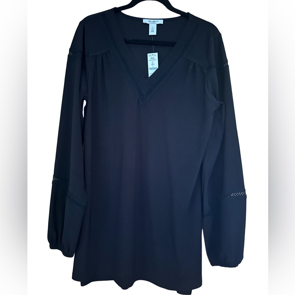 🖤🖤SOLD 🖤🖤NWT White House Black Market Delicate Lace Trim Black Tunic - Picture 6 of 9